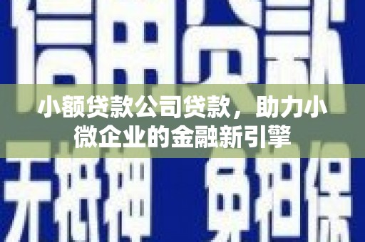 靖远小额贷款公司贷款，助力小微企业的金融新引擎