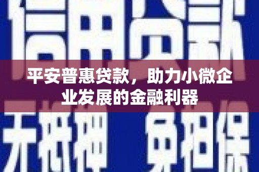 靖远平安普惠贷款，助力小微企业发展的金融利器